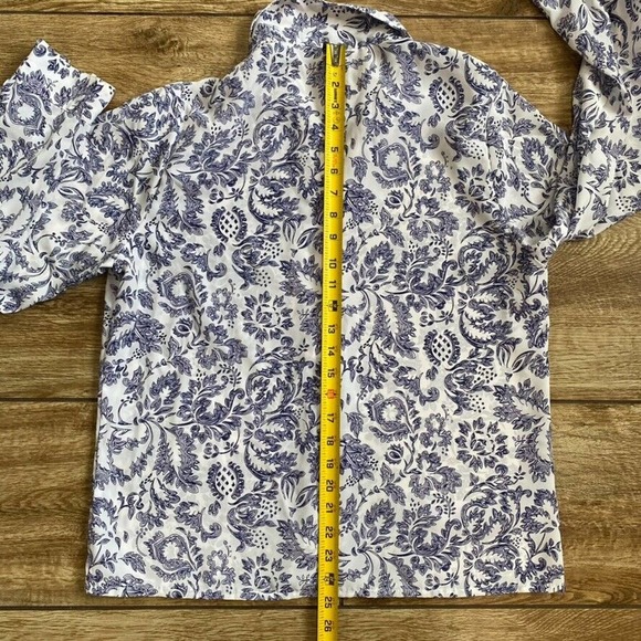 Vintage Button Down Shirt Blouse Blue White size 10 - Picture 3 of 10
